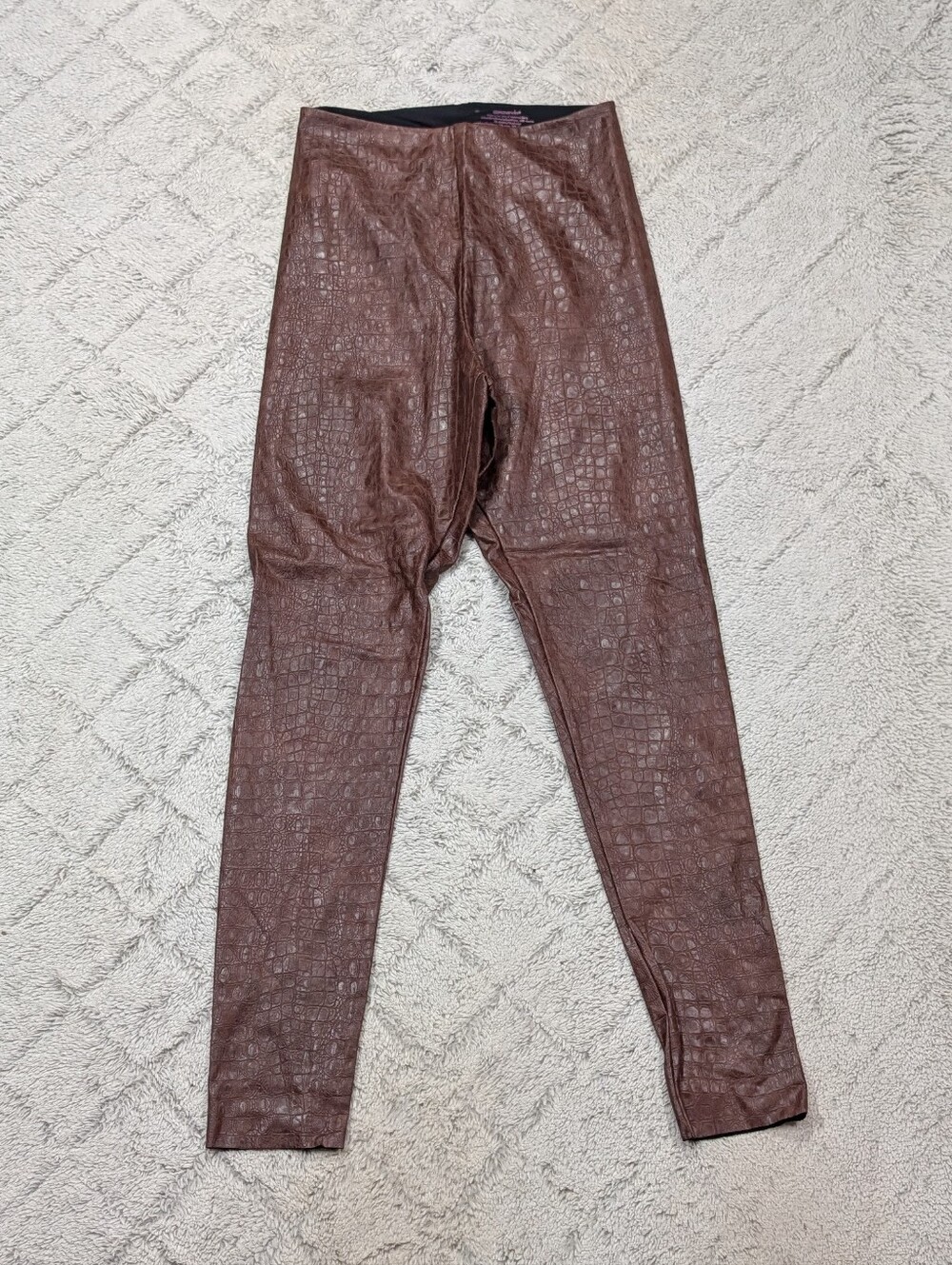 Commando Leggings Womens M Brown Animal Faux Crocodile Embossed Leather